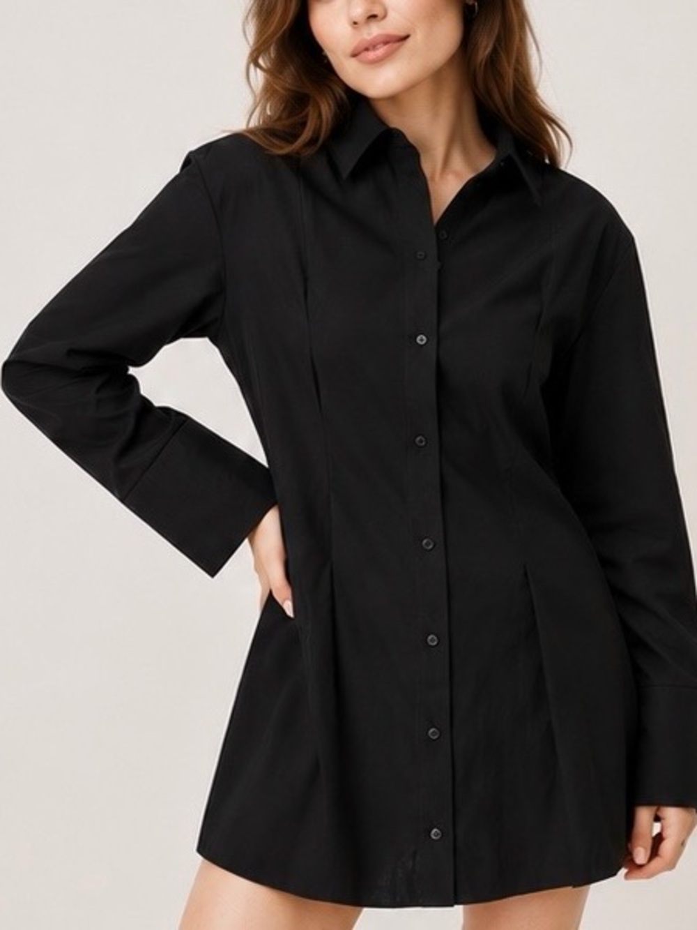 ASOS Black Button-Front Shirt Dress